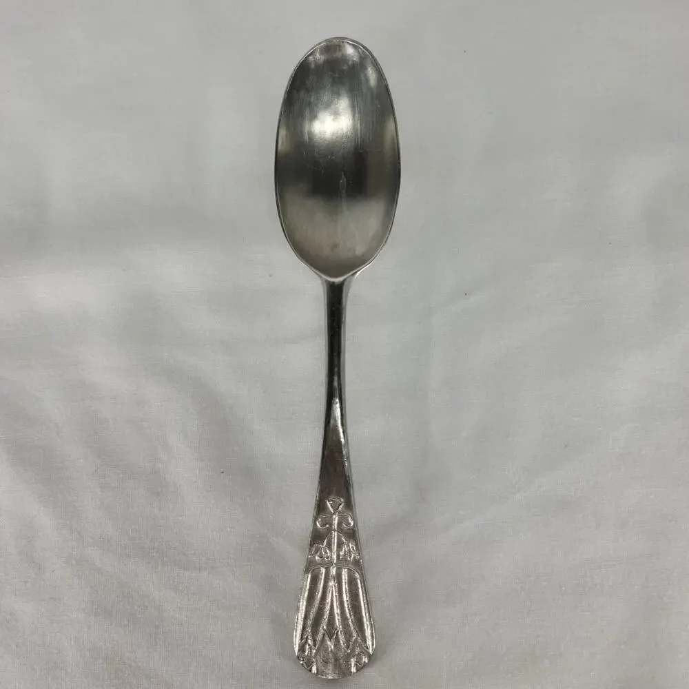 Vintage France Souvenir Spoon Art Nouveau Floral Silverplate Monogram IHL